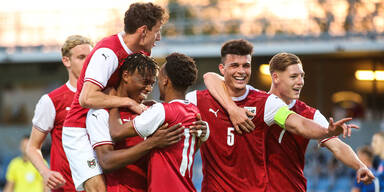 &Ouml;FB-U21-Nationalmannschaft beim Jubeln