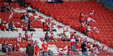 ÖFB-Fans mit wehenden Fahnen