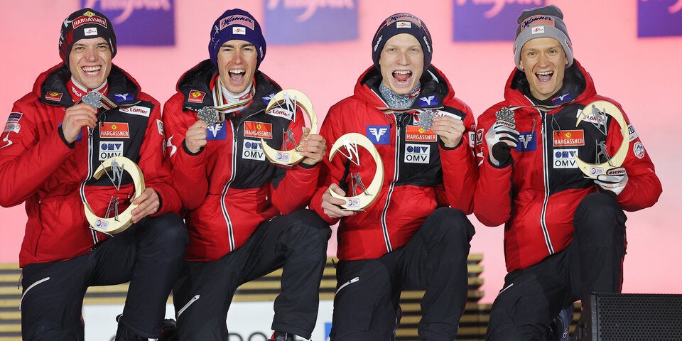 Strahlende Gesichter: Unsere ÖSV-Adler mit ihren Medaillen