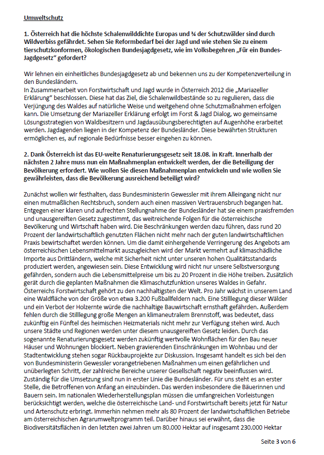 Tiere, Umwelt & Lebensmittel: Der große Parteien-Check zur Nationalratswahl 2024