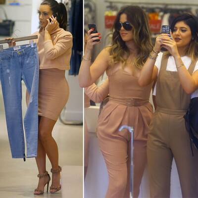 Kim, Khloe & Kylie halten Shopping Tour mit Handy fest