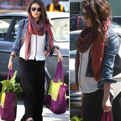 Schwangere Mila Kunis erledigt Einkäufe