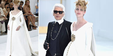 Karl Lagerfeld schickt schwangere Braut auf den Catwalk