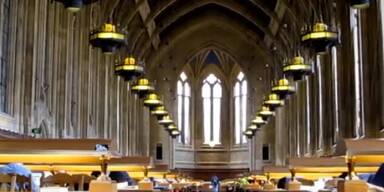 Scherz: Feuerwerk in der Bibliothek