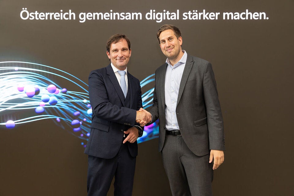 Hermann Erlach, General Manager, Microsoft Österreich; Staatssekretär Alexander Pröll (ÖVP)