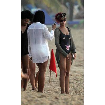 Rihanna im Panther-Badeanzug auf Barbados