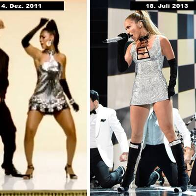 Metallisches Minikleid und hoher Pferdeschwanz