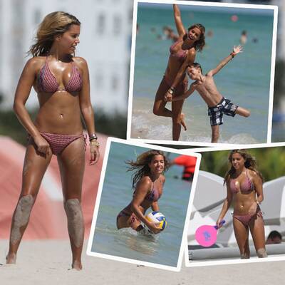 Sylvie van der Vaart: Mit Sohn Damian am Strand
