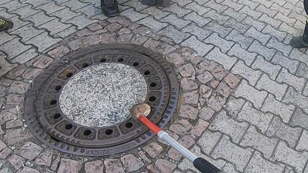 Tierretter 'schraubten' Ratte aus Kanaldeckel