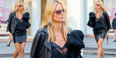 Heidi Klum in sexy Leder & Spitze