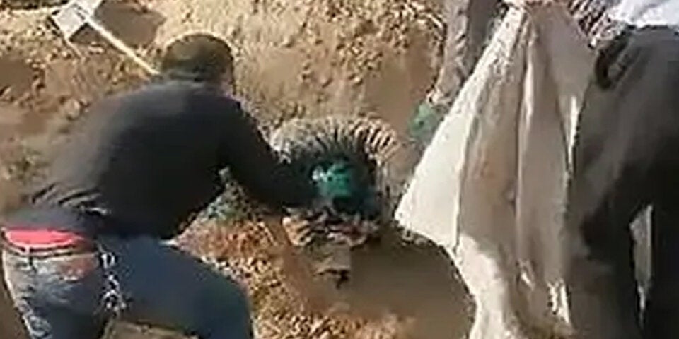 Sohn begräbt seine Mutter bei lebendigem Leib