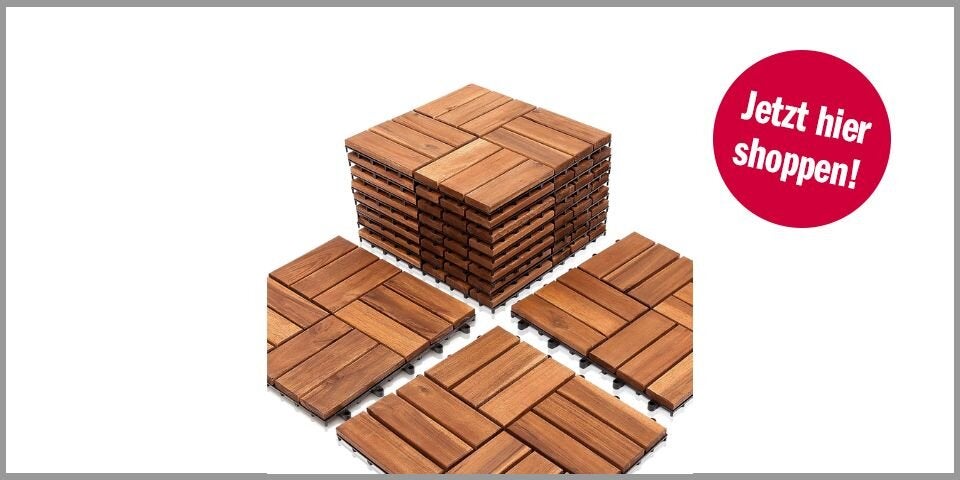 Randaco Holzfliesen Balkon 11er-Set (1 m²) – ab 31,61 Euro bei Amazon* 
