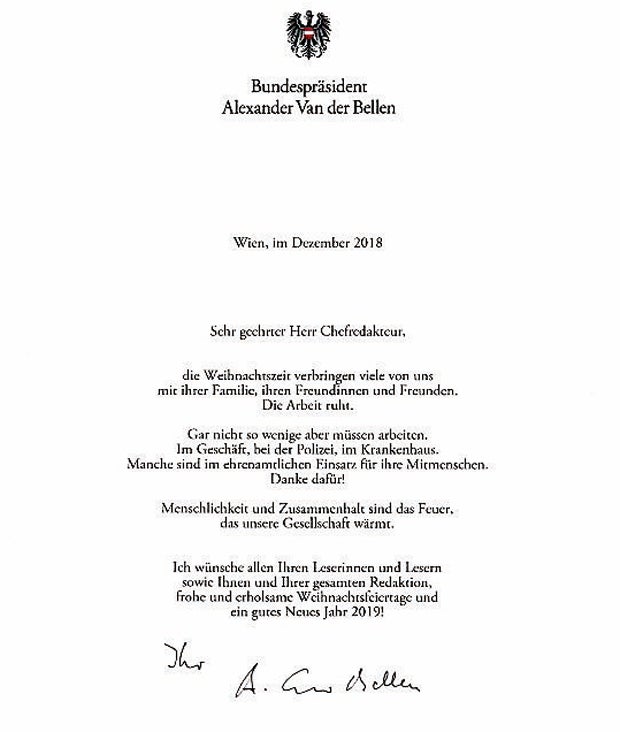 Staatsspitze wünscht 'frohe Weihnachten'