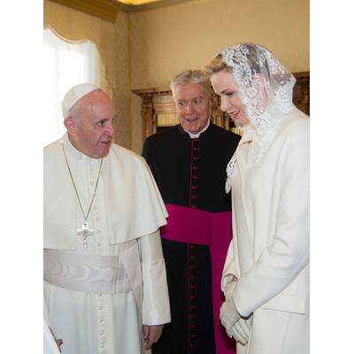 Fürstin Charlène & Albert treffen Papst Franziskus