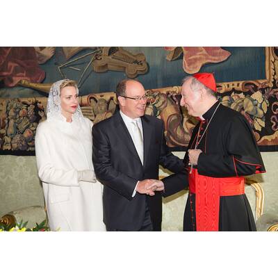 Fürstin Charlène & Albert treffen Papst Franziskus