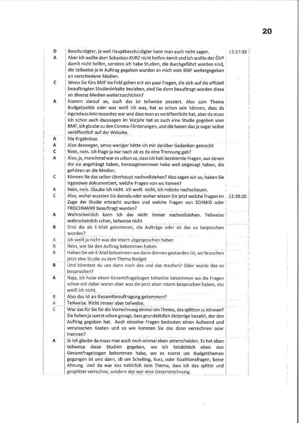 Beinschab: Ihre geheime Aussage