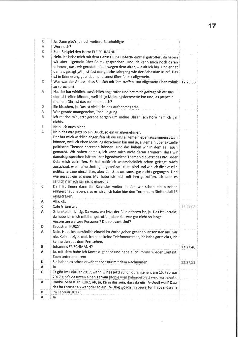 Beinschab: Ihre geheime Aussage