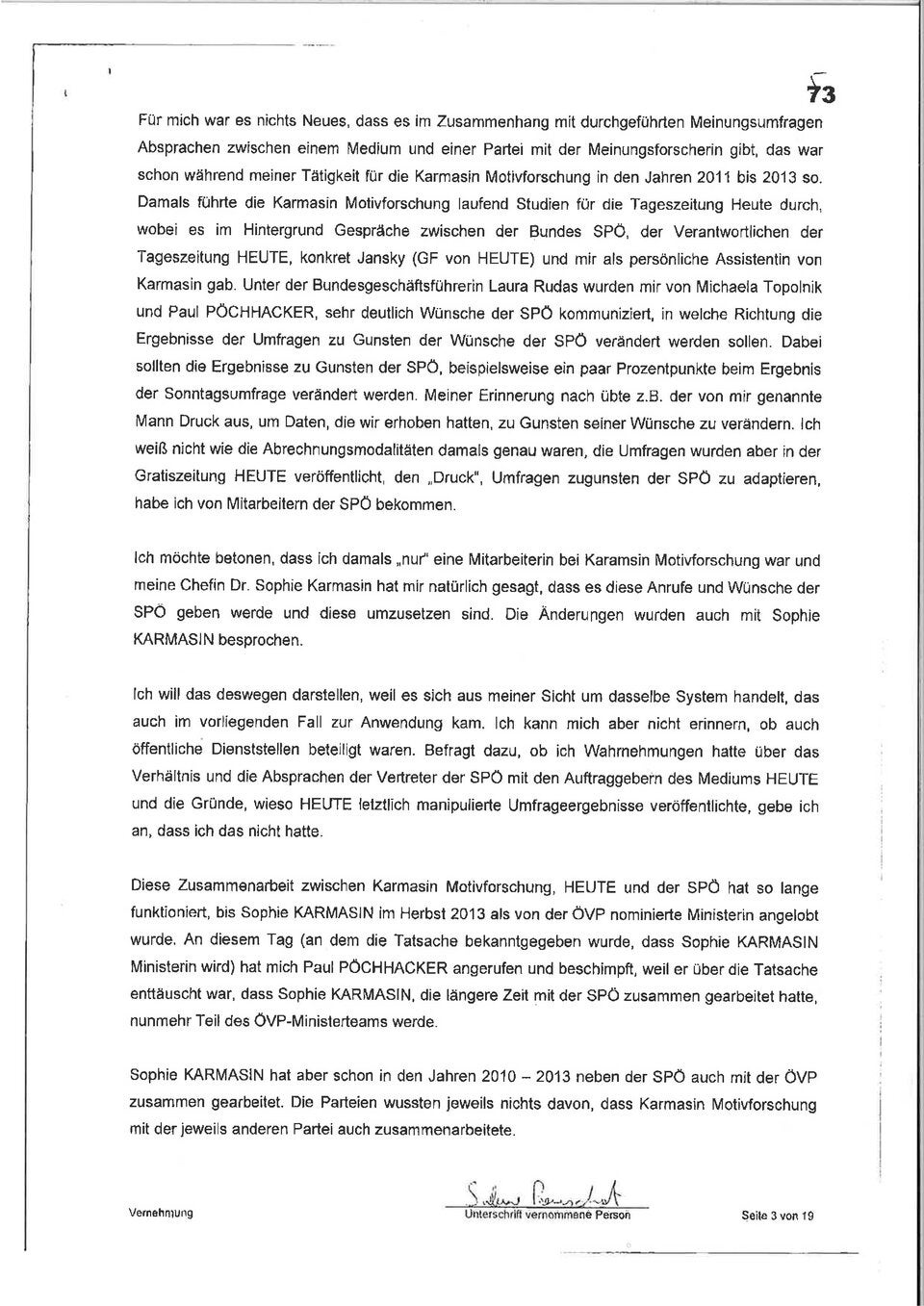 Beinschab: Ihre geheime Aussage