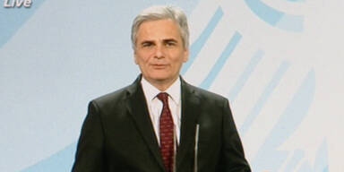 Faymann und Angela Merkel im Gespräch