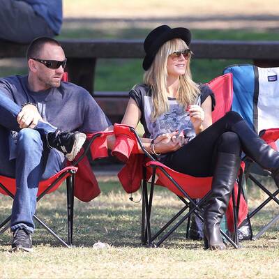Heidi Klum mit ihren Kids und Martin Kristen beim Fußballspiel.