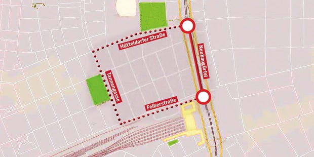 Neubaugürtel Sperre Grafik Gürtel Baustellen-Chaos