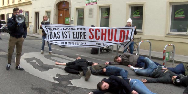 Identitäre spielen Terror-Anschlag mitten in Wien nach