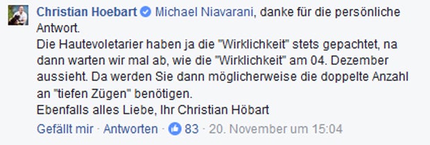 FPÖ-Höbart und Niavarani liefern sich skurrilen Facebook-Streit