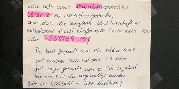 Zu lauter Sex Köln