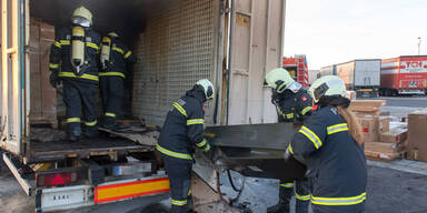 Lkw fing an einem Autobahnparkplatz Feuer