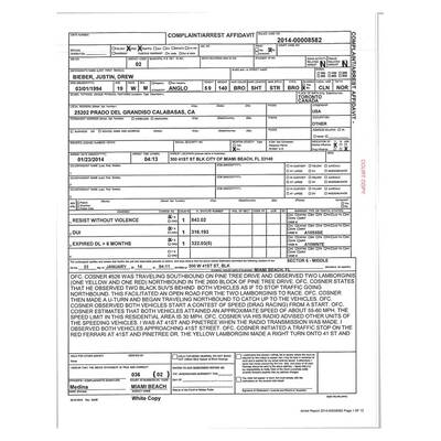 Justin Bieber: Der Polizeibericht