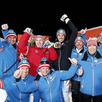 So feierten Mario Matt und Marcel Hirscher