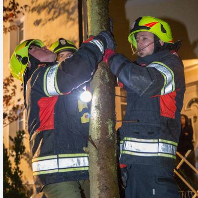 Im Bild: Die Florianijünger beim Aufräumen