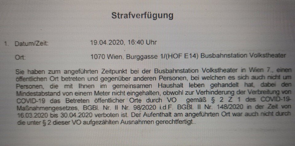 Obdachloser soll 500 € Corona-Strafe zahlen