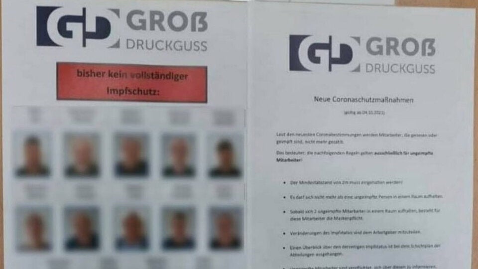 Chef outet ungeimpfte Mitarbeiter