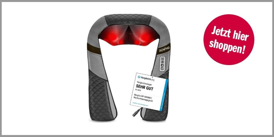 RENPHO Massagegerät, Schulter Nackenmassagegerät mit Wärme – für 48,40 statt 80,65 Euro bei Amazon*