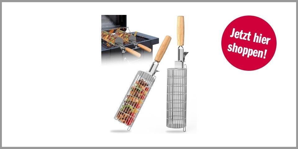 Shopping CH Grillzubehör Rollendes Grillkorb-Set