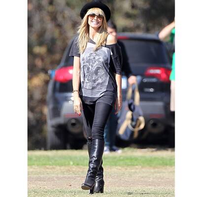 Heidi Klum mit ihren Kids und Martin Kristen beim Fußballspiel.