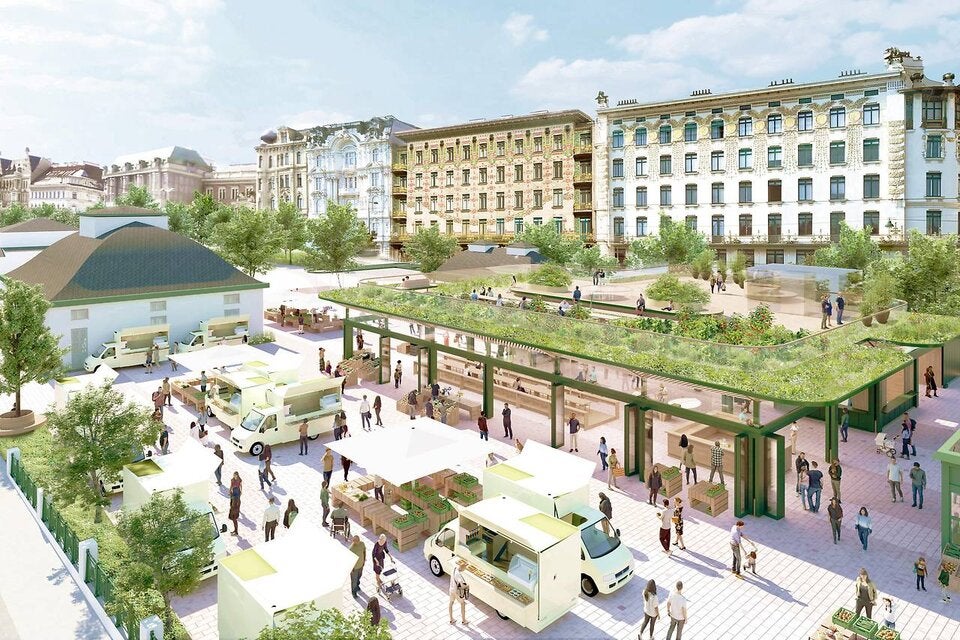 Die neue Markthalle soll einen begehbaren Dachgarten bekommen.