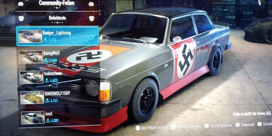 Need for Speed Spieler fahren Rennen mit Hakenkreuz-Autos