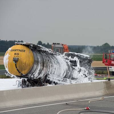 LKW-Feuerunfall auf A1 in Oberösterreich
