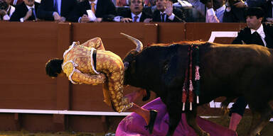 Stier rammt Torero Horn in den Hintern