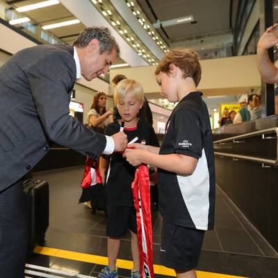 Herzlicher Empfang für ÖFB-Stars