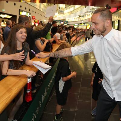 Herzlicher Empfang für ÖFB-Stars