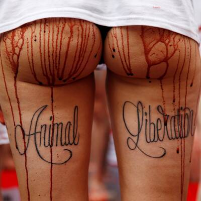 Nackt-Protest gegen Stierlauf