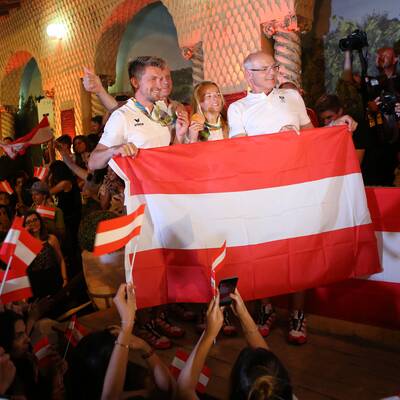 So feierten Zajac/Frank ihre Medaille
