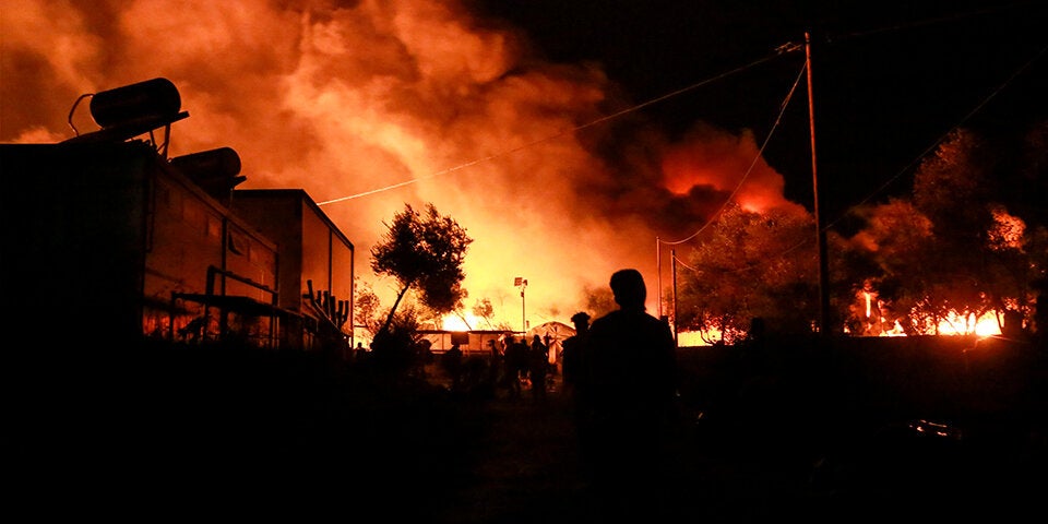 Erneut Feuer in Flüchtlingscamp Moria ausgebrochen