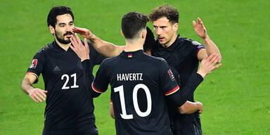 Gündogan, Havertz und Goretzka (v.l.n.r.) jubeln.