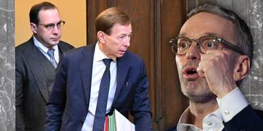 Florian Teichtmeister, Anwalt Rudolf Mayer und FPÖ-Chef Herbert Kickl