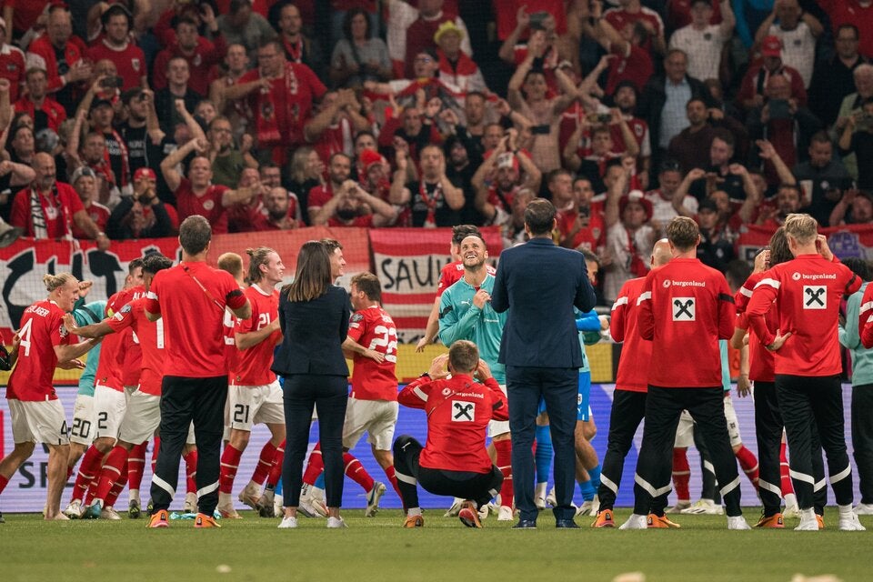 ÖFB Team feiert Sieg gegen Schweden