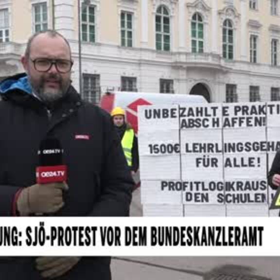 Baustelle Bildung: SJÖ-Protest vor dem Bundeskanzleramt